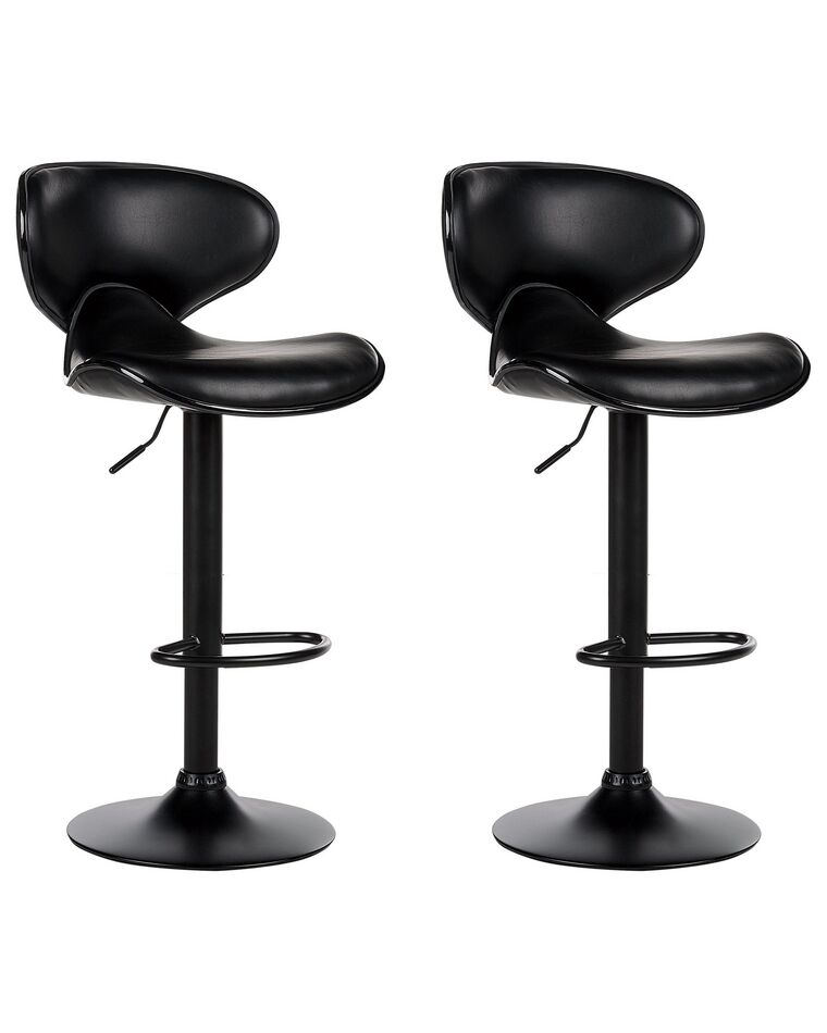 Conjunto de 2 sillas de bar de piel sintética negra CONWAY II_894611
