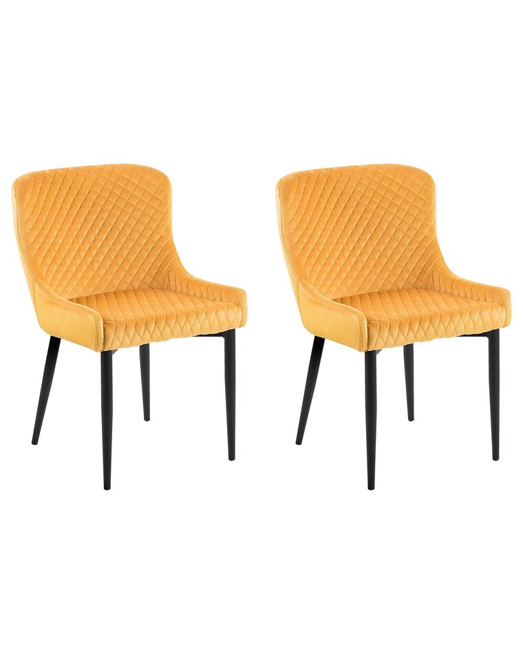 Conjunto de 2 cadeiras estofadas em veludo amarelo SOLANO_752190