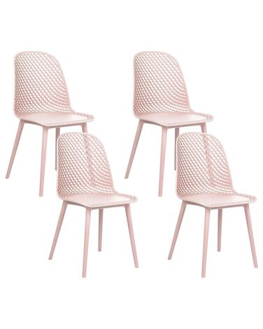Sæt med 4 spisebordsstole lyserød EMORY