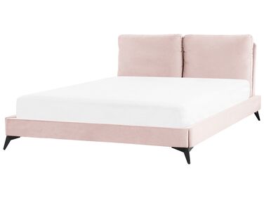 Łóżko welurowe 160 x 200 cm różowe MELLE