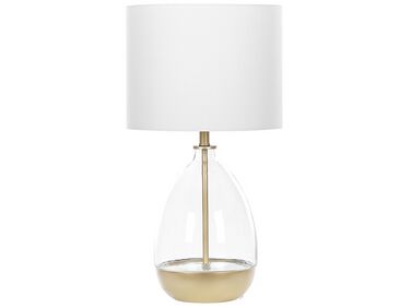 Tafellamp glas wit/goud OKARI