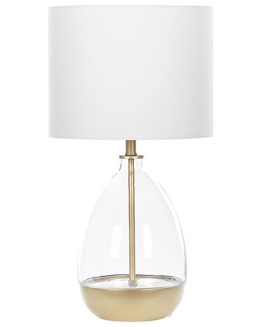 Lámpara de mesa de vidrio transparente/blanco/dorado 63 cm OKARI
