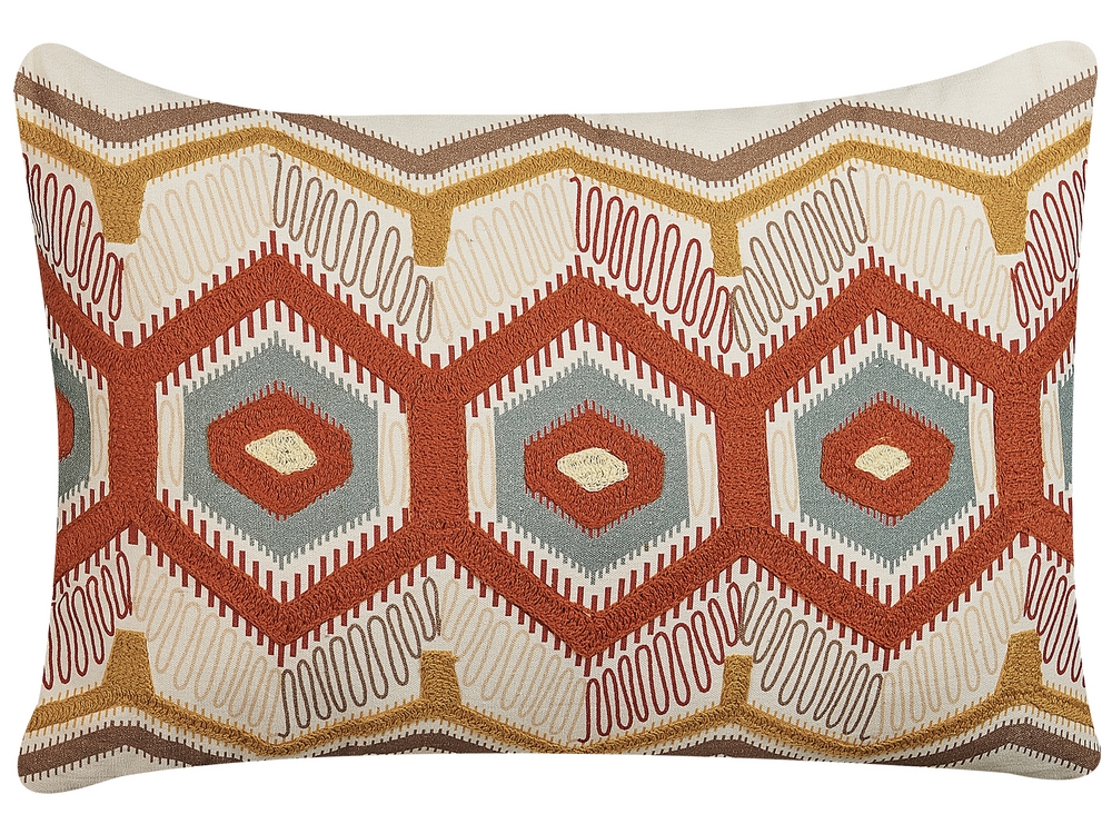 Embroidered Cotton Cushion Geometric Pattern 40 x 60 cm