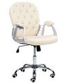 Swivel Faux Leather Office Chair Beige with Crystals PRINCESS_855646