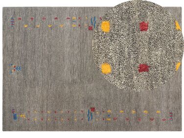 Gabbeh Teppich Wolle grau 160 x 230 cm Hochflor SEYMEN