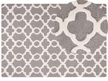 Teppich Wolle grau 160 x 230 cm marokkanisches Muster Kurzflor ZILE