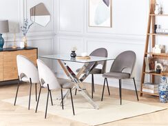 Ruokapöytä lasitasolla rauta hopea 120 x 70 cm MARAMO Ruokapöytä lasitasolla rauta hopea 120 x 70 cm MARAMO