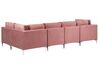 Left Hand 5 Seater Modular Velvet Corner Sofa Pink EVJA_859006