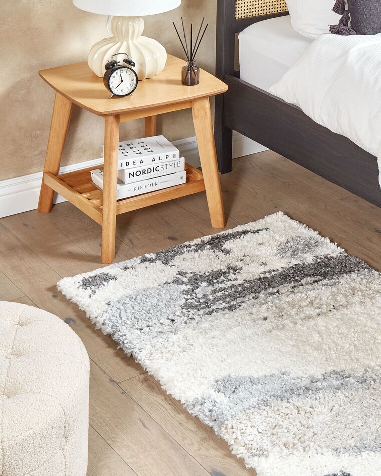 Shaggy Area Rug 80 x 150 cm White and Grey GORIS Beliani.co.uk