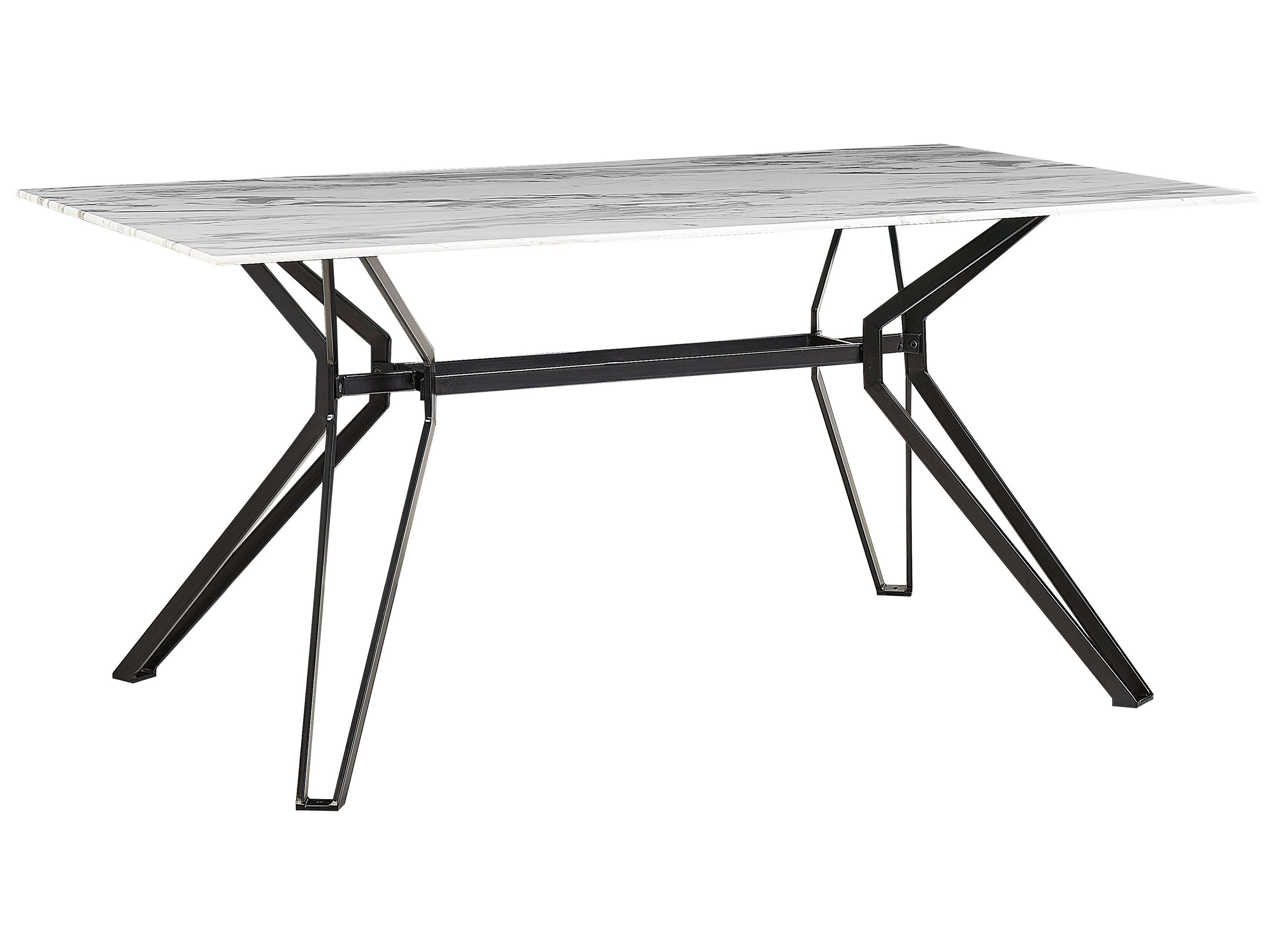 Recensie moeilijk tevreden te krijgen optioneel Eettafel glas wit/zwart marmerlook 160 x 90 cm BALLINA | ✓ Gratis Levering
