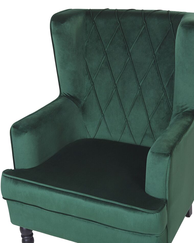 Velvet Armchair with Footstool Green SANDSET Beliani.co.uk