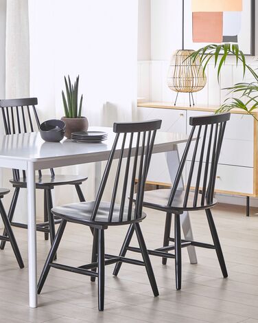 Set of 2 Wooden Dining Chairs Black BURBANK