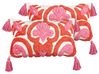 Sierkussen set van 2 getuft met kwastjes roze/rood 30 x 50 cm FRAKSINUS_911641
