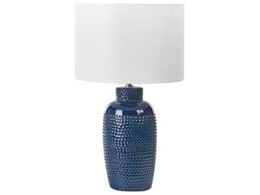 Lampada da tavolo ceramica blu marino e bianco 56 cm PERLIS