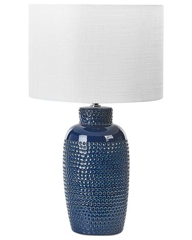 Lámpara de mesa de cerámica azul marino/blanco 53 cm PERLIS