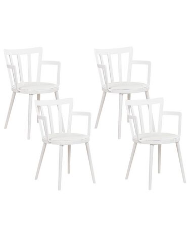 Conjunto de 4 sillas de comedor de plástico blancas MORILL