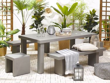 Hagesett, TARANTO, bord, 2 stoler, 2 benker, grå