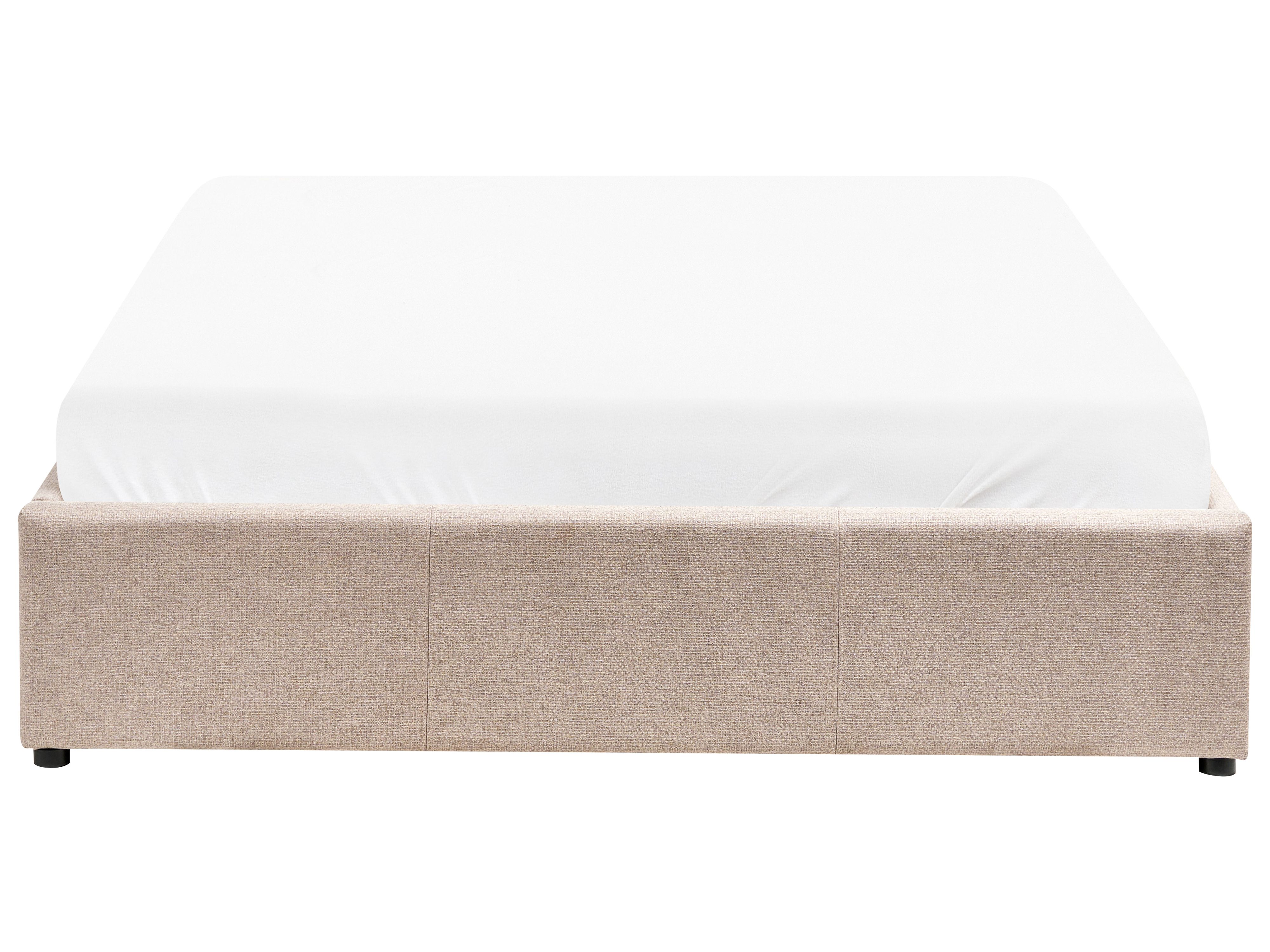 Łóżko z pojemnikiem tapicerowane 140 x 200 cm beżowe DINAN