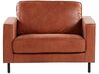 Conjunto de sofá e poltrona com 4 lugares em pele sintética castanha dourada SAVELEN_779223