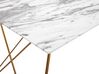 Matbord 140 x 80 cm marmor effekt vit/guld KENTON_757708