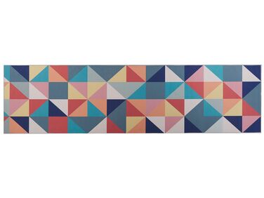 Teppich bunt 80 x 300 cm geometrisches Muster Kurzflor VILLUKURI