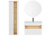 Mueble de baño con espejo blanco/madera clara FIGUERES_818365