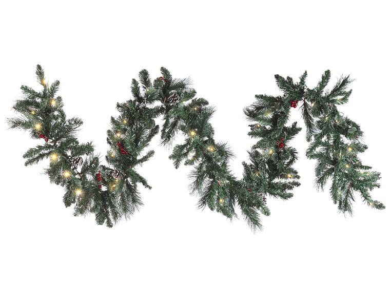 Pre-Lit Frosted Christmas Garland 270 cm Green WAPTA_832043