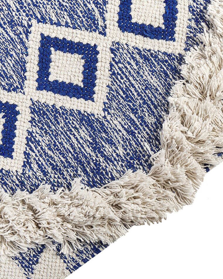 Cotton Runner Rug 80 x 200 cm Light Beige and Blue MANAVGAT Beliani.co.uk