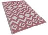 Outdoor Teppich rosa 120 x 180 cm ZickZack-Muster Kurzflor DEWAS_766343