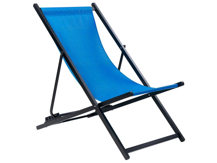 Cadeira de jardim dobrável azul e preta LOCRI II_857181