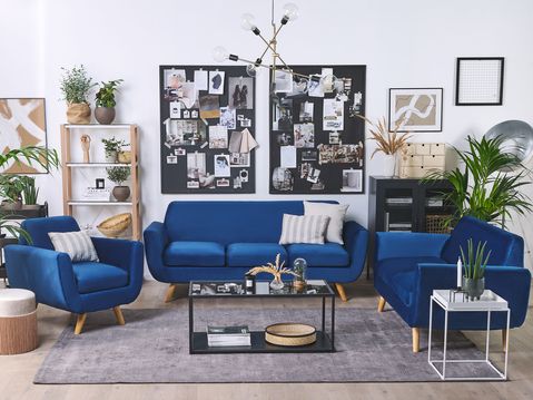 Velvet 3 Seater Sofa Cover Blue Bernes Velvet 3 Seater Sofa Cover Blue Bernes, Blue Gray Sofa Cover