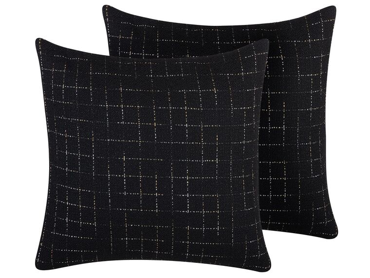Set of 2 Cushions Geometric Pattern 45 x 45 cm Black BELLFLOWER_769239