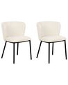 Set of 2 Boucle Dining Chairs Off-White MINA_887325