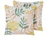 Set of 2 Outdoor Cushions Leaf Motif 45 x 45 cm Multicolour TEGEA_818604