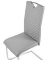 	Conjunto de 2 sillas de comedor de piel sintética gris claro/plateado PICKNES_790025