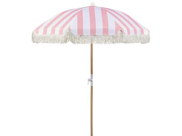Sonnenschirm ⌀ 150 cm rosa / weiß mit Volant MONDELLO