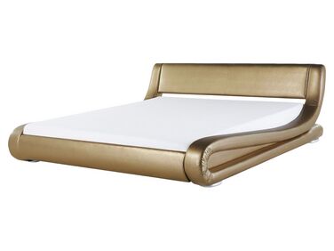 Kožená vodní postel 160 x 200 cm zlatá AVIGNON