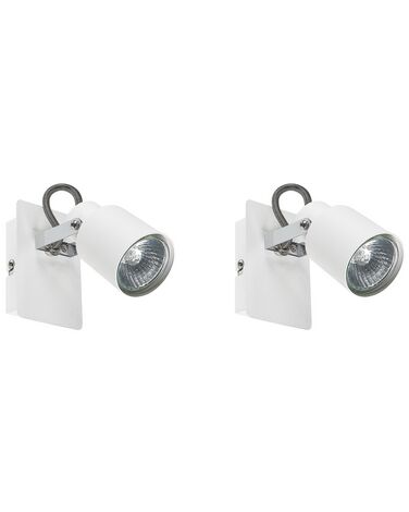 Set of 2 Metal Spotlight Lamps White BONTE