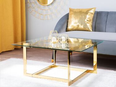 Glass Top Coffee Table Gold CRYSTAL