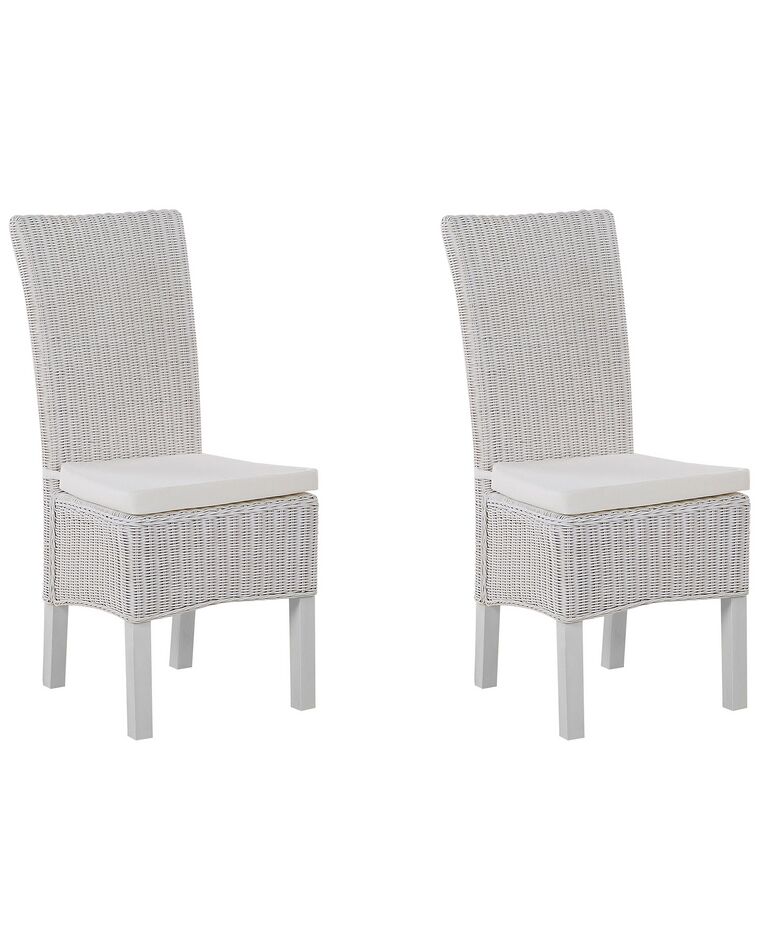Set of 2 Rattan Dining Chairs White ANDES_714034