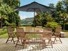 Conjunto de refeição de jardim 6 lugares em madeira de acácia com guarda-sol cinzento AMANTEA_880655
