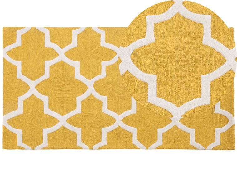 Teppich gelb 80 x 150 cm marokkanisches Muster Kurzflor SILVAN_680083