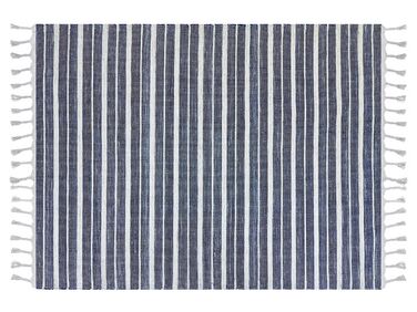 Outdoor Teppich dunkelblau / weiß 160 x 230 cm Streifenmuster Kurzflor BADEMLI