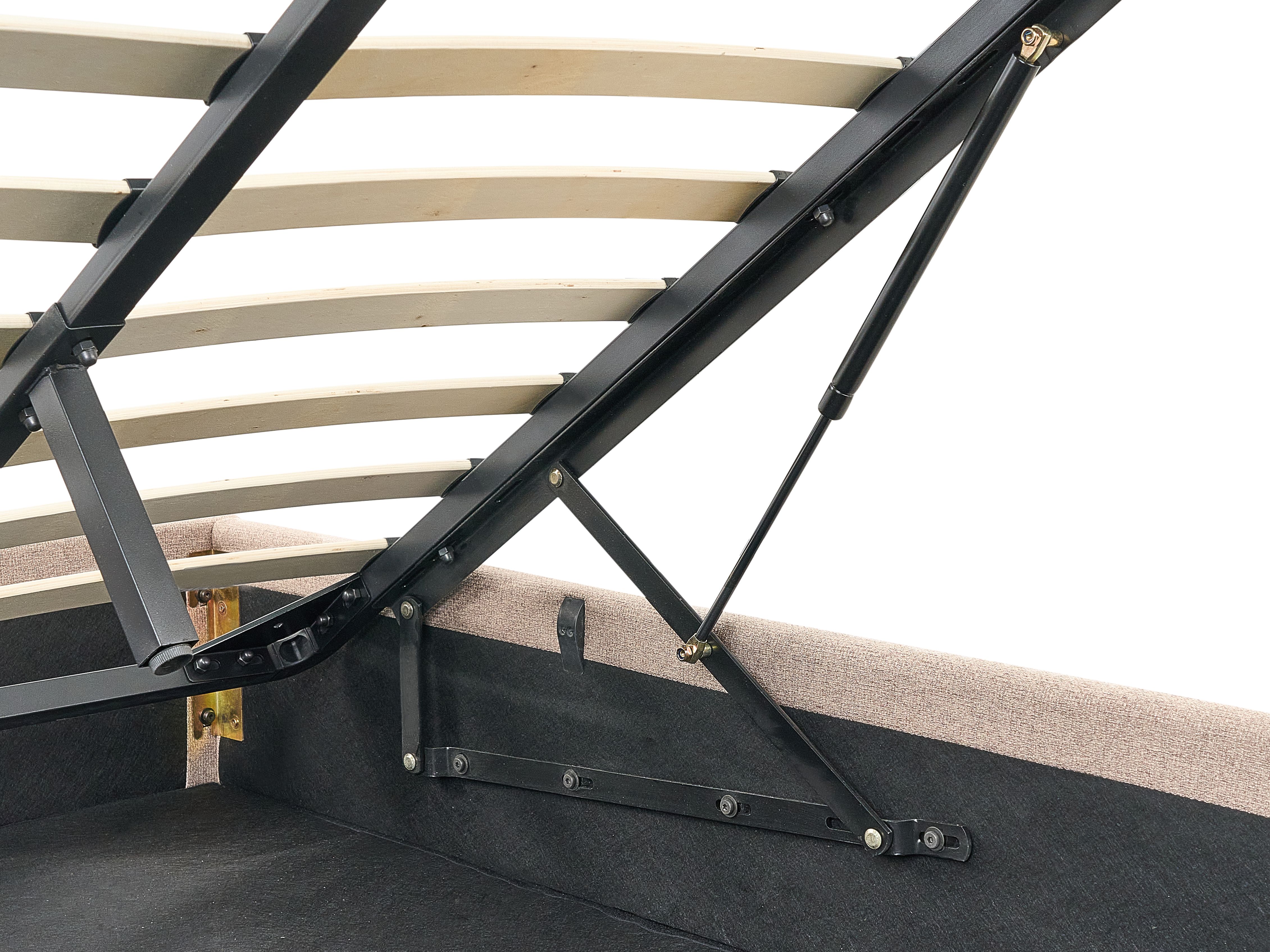 Łóżko z pojemnikiem tapicerowane 180 x 200 cm beżowe DINAN