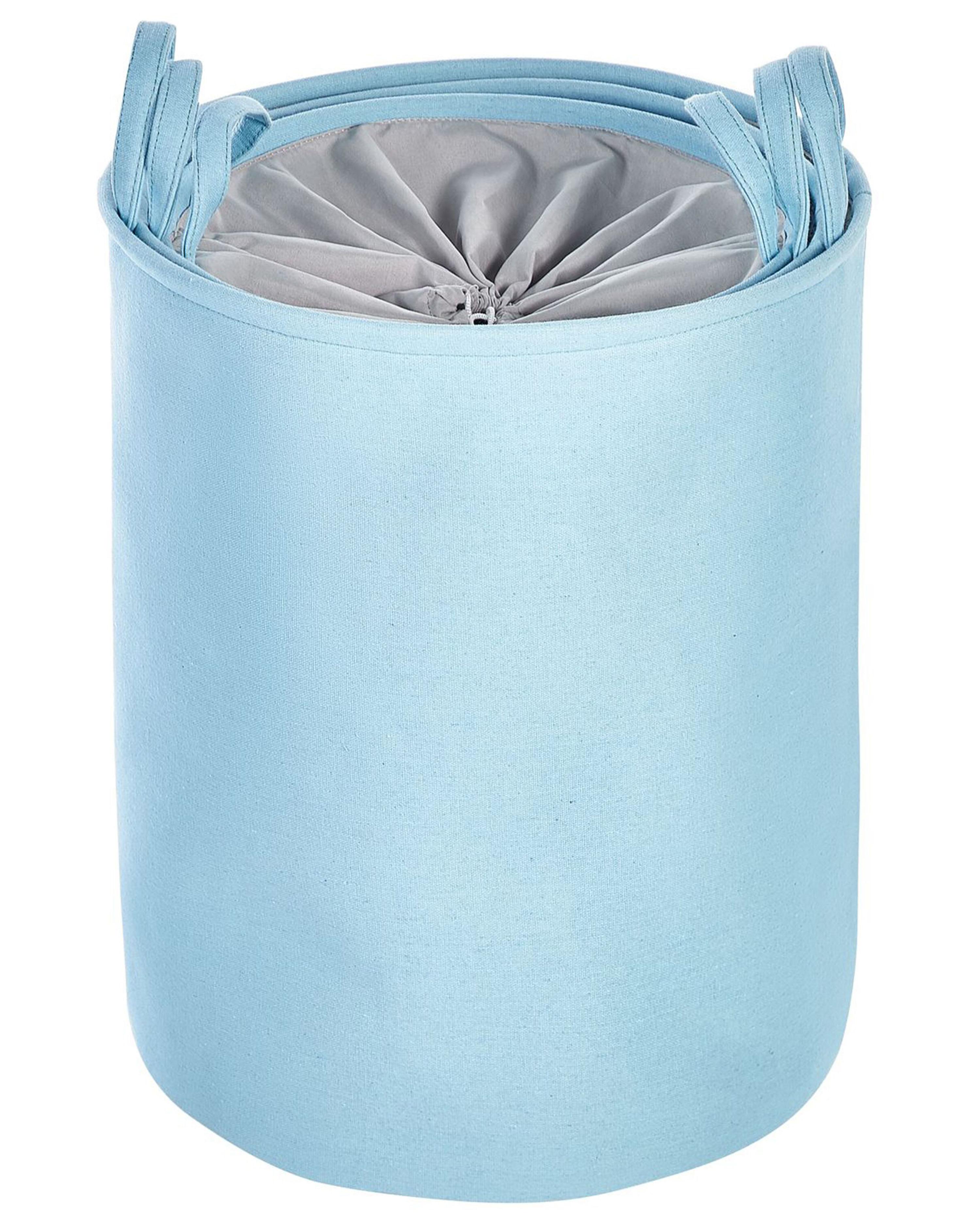 Conjunto de 3 cestos em tecido de poliéster azul e cinzento ARCHA_849702