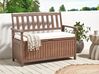 Zahradní lavice z akátového dřeva s úložným prostorem 120 cm tmavá/krémový polštář SOVANA_882965