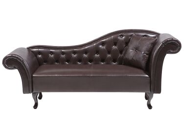Right Hand Faux Leather Chaise Lounge Brown LATTES