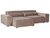 Right Hand 2 Seater Modular Fabric Corner Sofa with Ottoman Brown HELLNAR_912324