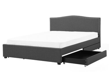 Čalúnená posteľ s úložným priestorom 160 x 200 cm sivá MONTPELLIER