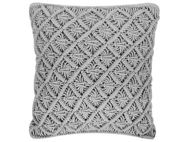 Cotton Macramé Cushion 45 x 40 cm Grey KIZKALESI